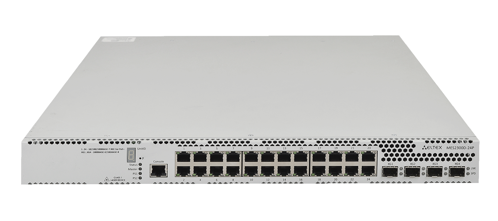 Ethernet-коммутатор MES2300D-24P, 24xPoE/PoE+ (1G) + 4x1G/10G SFP+, L3, модульная система питания
